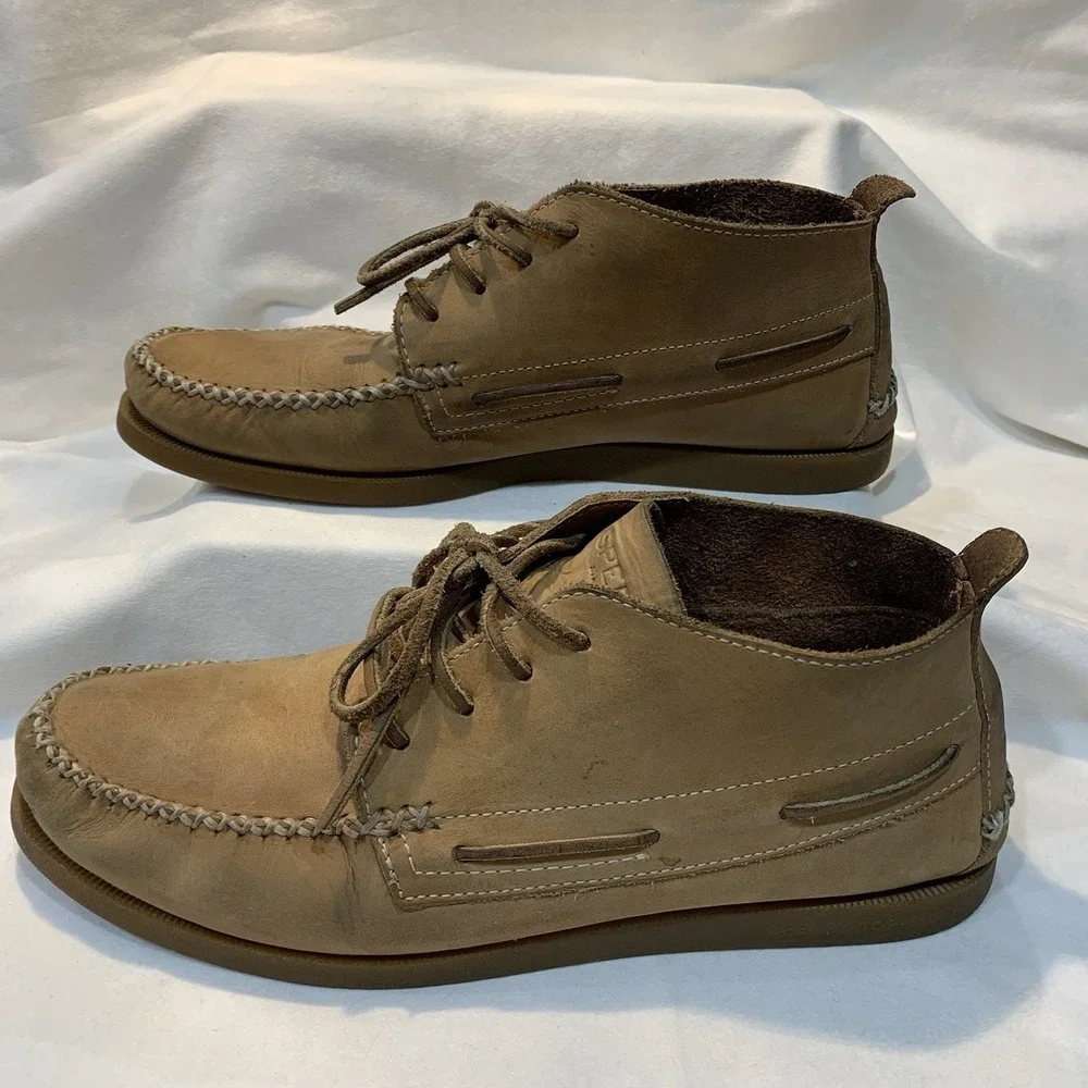 Sperry Top-Sider Tan Leather Moc Toe Chukka Ankle Boots Men's 11 M‎ Boat Shoes